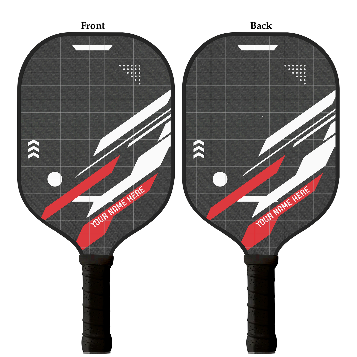 Custom carbon fiber pickleball paddle with grid zone geometric design
