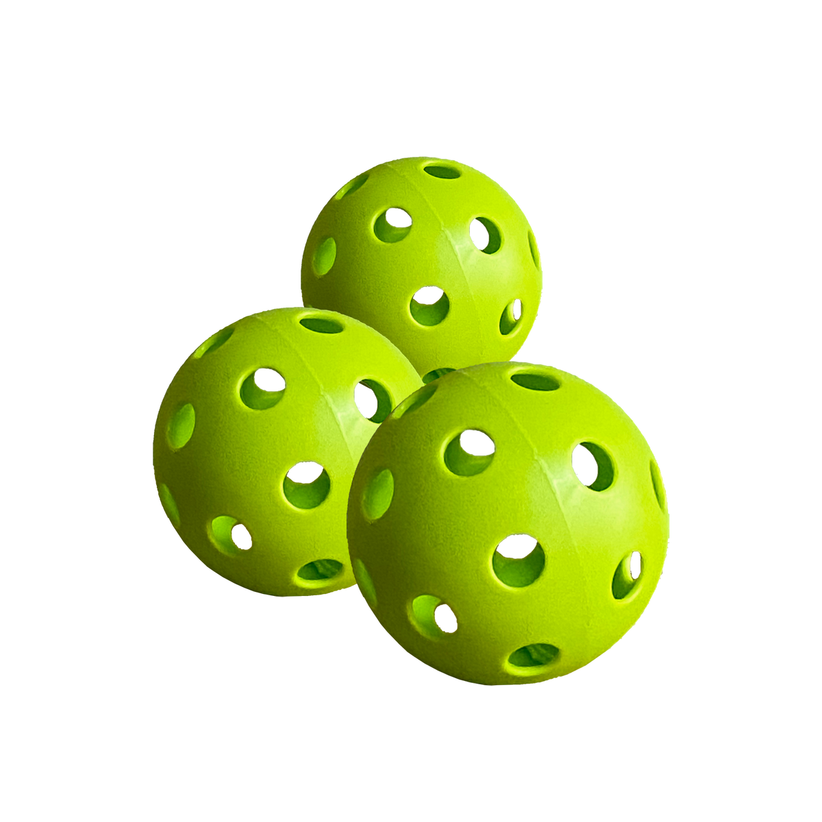 Multiple indoor pickleballs with 26 holes