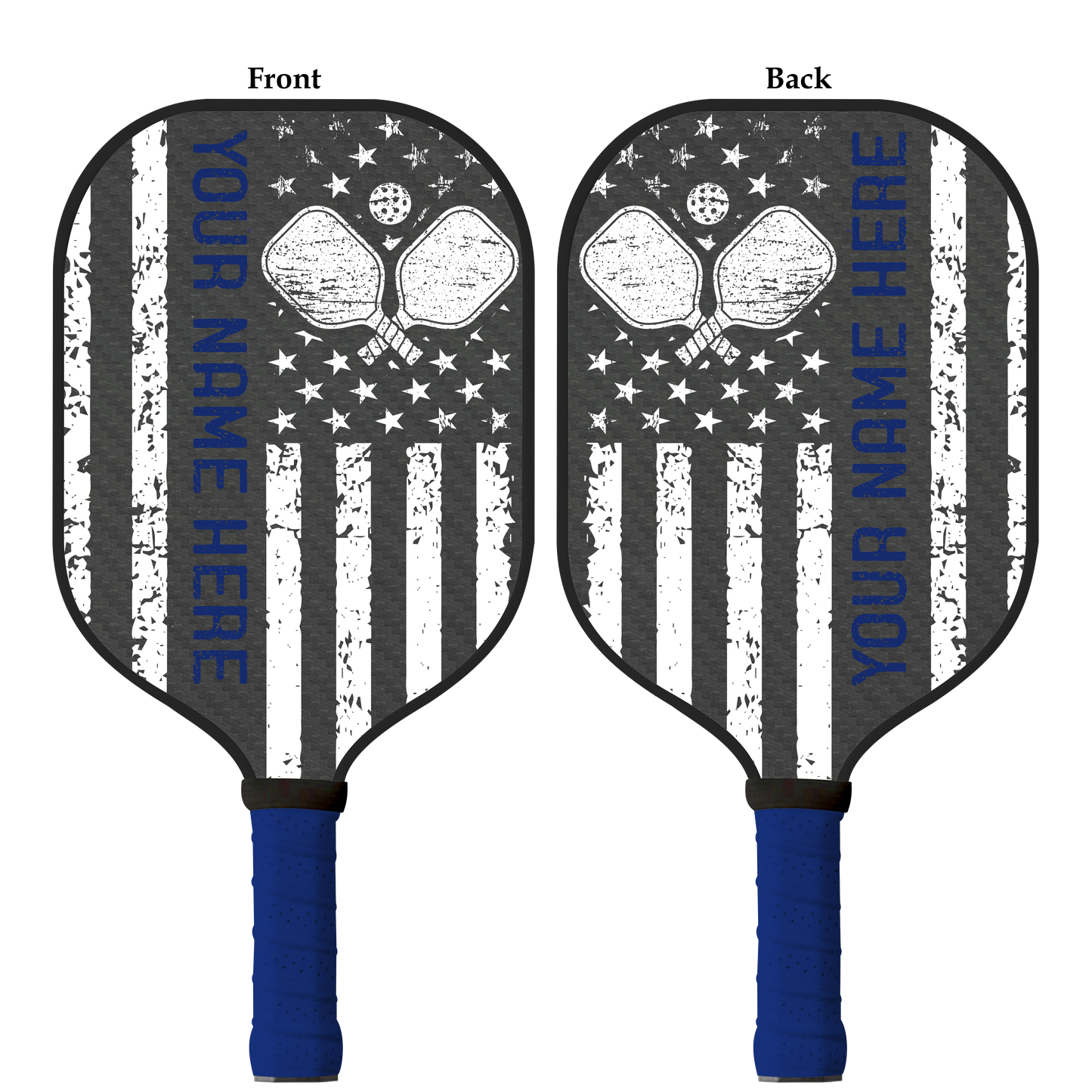 Custom Carbon Fiber Pickleball Paddle - Thin Blue Line USA Flag