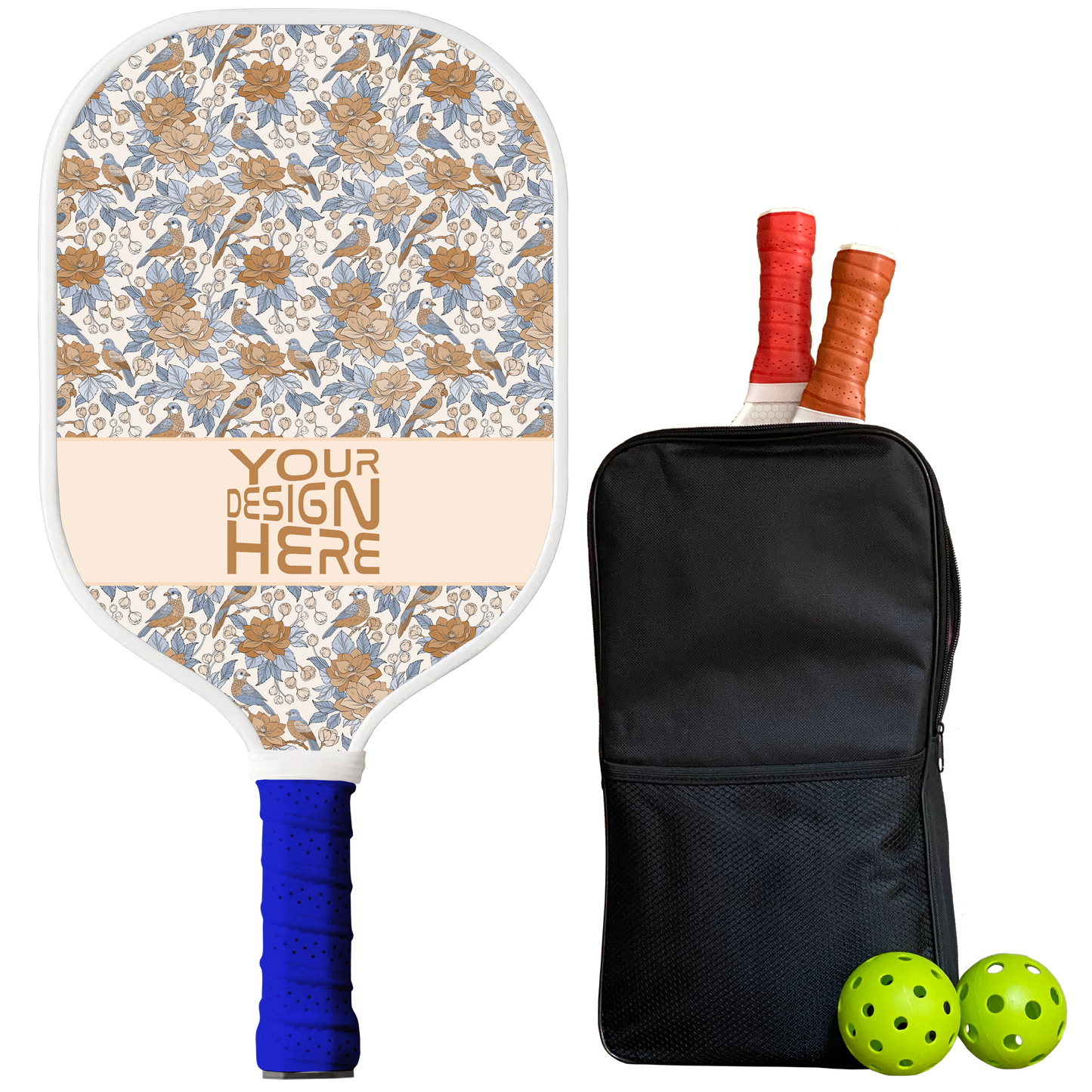 Single custom pickleball paddle gift, full-color personalized print