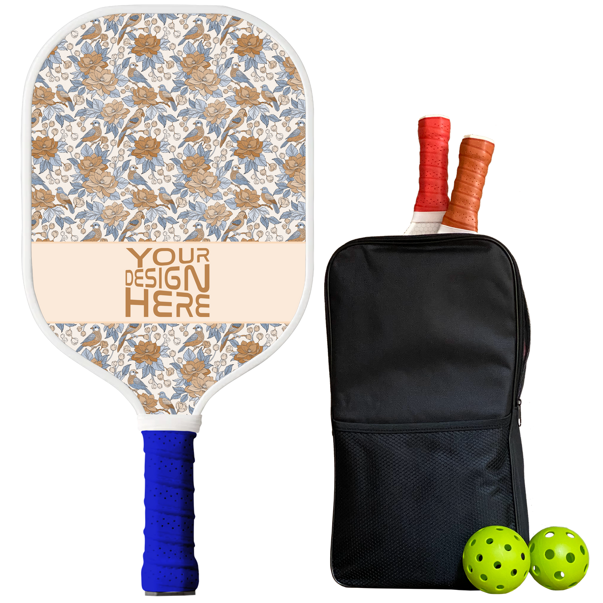 Single custom pickleball paddle with personalized full-color print