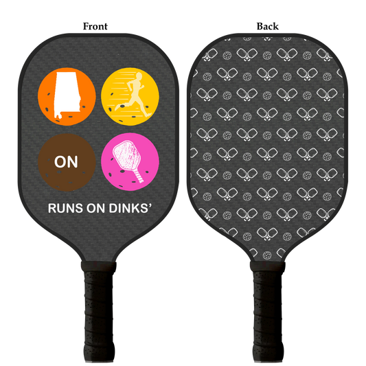 Custom carbon fiber pickleball paddle with Alabama state design, Runs on Dinks