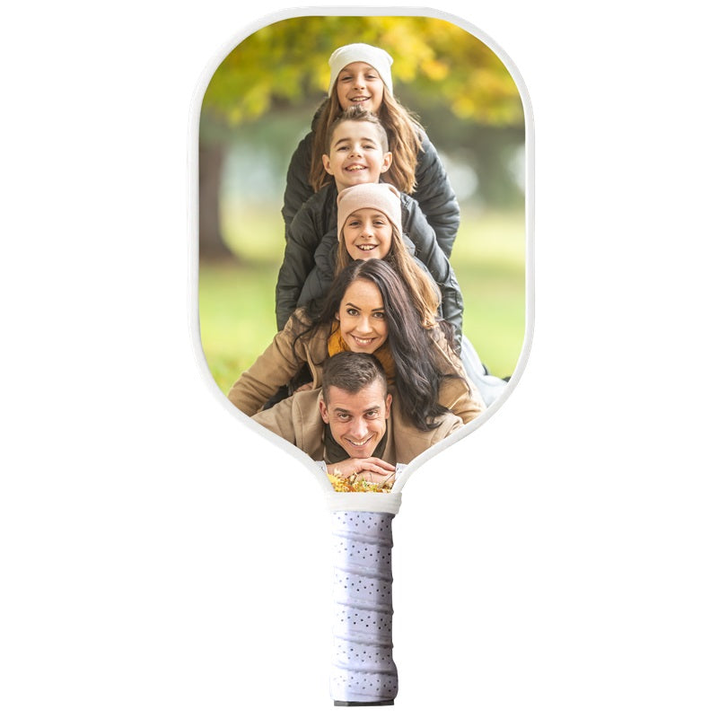 Custom pickleball paddle gift printed with a family photo design